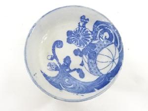 古伊万里　瀬戸印判手　鞠に菊小皿